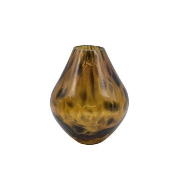 Blomvas RUSSELL, glas, rund, leopardmönster, brun-klar, 15cm, Ø12cm Blomvas RUSSELL, glas, rund, leopardmönster, brun-klar, 15cm, Ø12cm