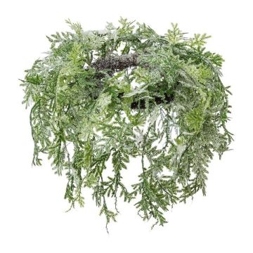 Konstgjord takkrans av cypress SOVLI, frusen, vitgrön, Ø55cm