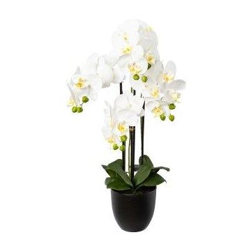 Konstgjord Phalaenopsis-orkidé UKERNA i överkruka av harts, vit, 70cm Konstgjord Phalaenopsis-orkidé UKERNA i överkruka av harts, vit, 70cm