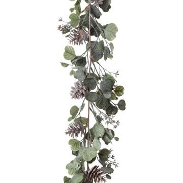 Konstgjord girland av eukalyptus SAFLOS, kottar, blommor, grågrön, 175cm Konstgjord girland av eukalyptus SAFLOS, kottar, blommor, grågrön, 175cm