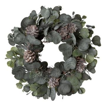 Konstgjord krans av eukalyptus RINPO, kottar, grågrön, Ø35cm Konstgjord krans av eukalyptus RINPO, kottar, grågrön, Ø35cm