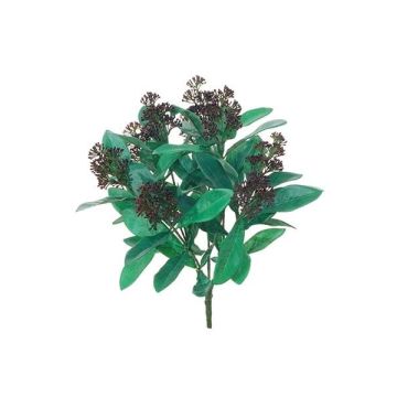 Dekorationsblomma Skimmie SAFRA med blommor, stödpinne, vinröd, 40cm Dekorationsblomma Skimmie SAFRA med blommor, stödpinne, vinröd, 40cm