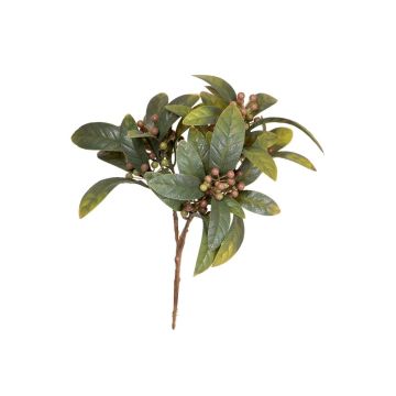 Konstgjord lagerbuske KAMINA med bär, stödpinne, grön-brun, 20cm
