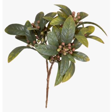 Konstgjord lagerbuske KAMINA med bär, stödpinne, grön-brun, 20cm