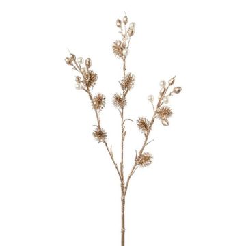 Dekorativ kulsdistelgren FRONKA med pärlor, champagnefärgad, 50cm Dekorativ kulsdistelgren FRONKA med pärlor, champagnefärgad, 50cm