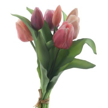 Konstgjord tulpanbukett Mix LONA, rosa-cerise-krämfärgad, 30cm, Ø20cm