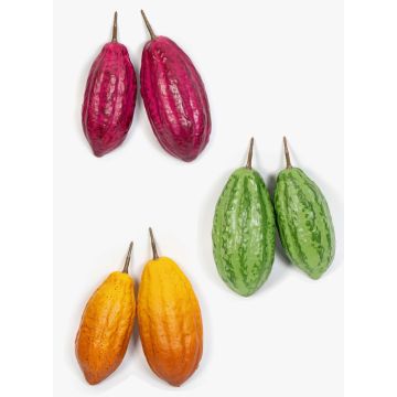 Konstgjorda kakaofrukter AGAPITO, 12 stycken, grön-gul-violett, 18-20cm Konstgjorda kakaofrukter AGAPITO, 12 stycken, grön-gul-violett, 18-20cm