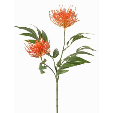 Konstgjord växt, gren av silverbjörn VULKINTA med blommor, orange, 75cm, Ø9-11cm