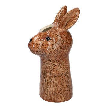 Blomvas med kaninmotiv BUNCHY i keramik, brun, 14,5x12,7x28,5cm