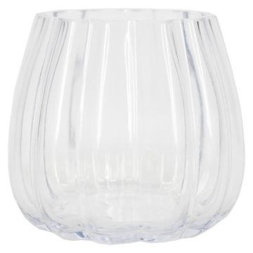 Ljusstake i glas JOTTEN med räfflor, klar, 12cm, Ø13,3cm