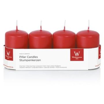 Adventskrans med blockljus JENARO, 4 st, röd, 8cm, Ø5cm, 18 timmar - Tillverkad i Tyskland Adventskrans med blockljus JENARO, 4 st, röd, 8cm, Ø5cm, 18 timmar - Tillverkad i Tyskland