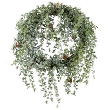 Dekorativ takkrans av cederträ MOPLI, kottar, frostad, grön-vit, Ø35cm Dekorativ takkrans av cederträ MOPLI, kottar, frostad, grön-vit, Ø35cm