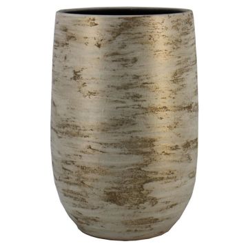 Keramikvas RODYN med räfflor, färgövergång, vit-guld, 50cm, Ø32cm