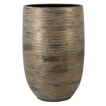 Keramikvas RODYN med räfflor, färgövergång, brun, 50cm, Ø32cm