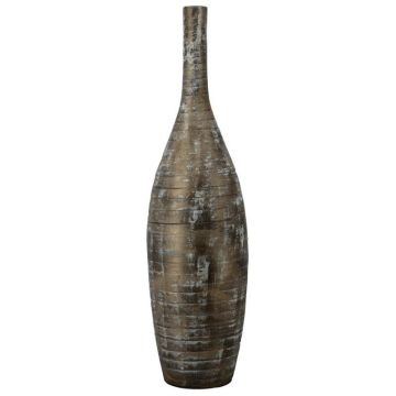 Keramikvas, dekorflaska RODYN med räfflor, färgövergång, brun, 100cm, Ø26cm