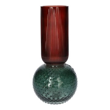 Bordvas i glas FRODO med räfflor och prickar, blå-röd-klar, 20cm, Ø9,5cm Bordvas i glas FRODO med räfflor och prickar, blå-röd-klar, 20cm, Ø9,5cm
