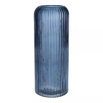 Glasvas ALBURGIS med räfflor, klarblå, 25cm, Ø10cm