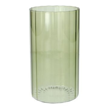 Dekorationsvas BLANDINA, glas, räfflad, grön-transparent, 18cm, Ø10cm