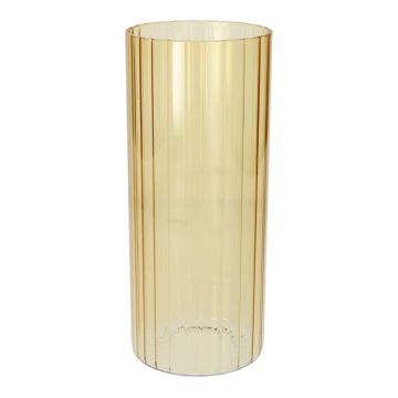 Dekorationsvas BLANDINA, glas, räfflad, gul-transparent, 24cm, Ø10cm