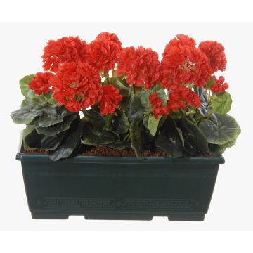 Konstgjorda pelargoner FLOREANA i blomlåda, 3 st, röda, 40x15x35cm