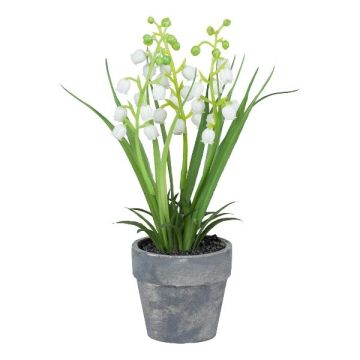 Konstgjord liljekonvalj ZORKLEM i dekorativ kruka, vit, 18cm