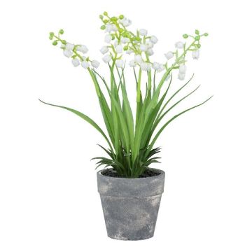 Konstblomma liljekonvalj ZORKLEM i dekorativ kruka, vit, 22cm