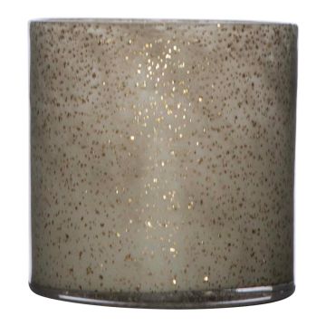 Ljusstake, glas, cylinderformad, SANYA EARTH, spräcklig, grå-guld, 12cm, Ø12cm