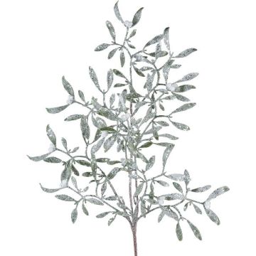 Konstgjord kvist av mistel PLAVIR med bär, frusen, vit-grön, 55cm