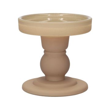 Ljusstake för blockljus KLEOFINA i glas, med fot, mat beige, 8,5cm, Ø8,5cm Ljusstake för blockljus KLEOFINA i glas, med fot, mat beige, 8,5cm, Ø8,5cm