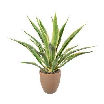 Konstgjord Agave furcraea gigantea SININ i terrakottakruka, grön-krämfärgad, 85cm