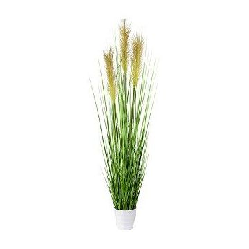 Konstgräs pampasgräs FONZA i dekorativ kruka, ax, brun-gul, 95cm Konstgräs pampasgräs FONZA i dekorativ kruka, ax, brun-gul, 95cm