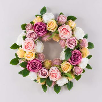Konstgjord blomkrans med rosor WOPUNY, brokig, Ø55cm Konstgjord blomkrans med rosor WOPUNY, brokig, Ø55cm