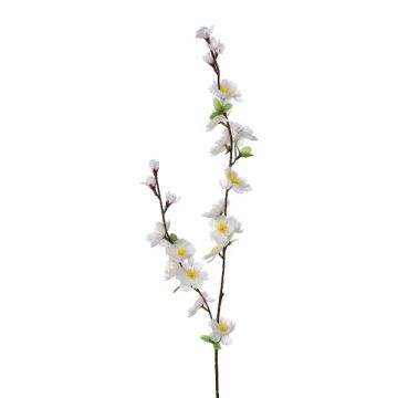 Konstgjord gren av japansk prydnadskörsbär SLORIX med blommor, vit, 85cm