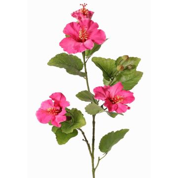 Dekorativ kvist med hibiskus TELSIMA med blommor, cerise, 80cm