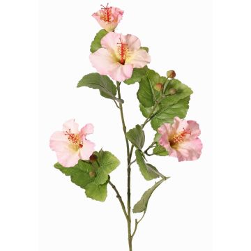 Dekorativ kvist av hibiskus TELSIMA med blommor, ljusrosa, 80cm