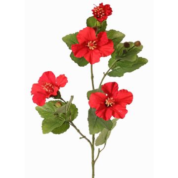 Dekorativ kvist av hibiskus TELSIMA med blommor, röd, 80cm