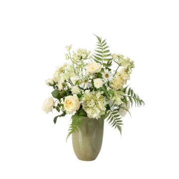 Konstblomsterbukett FEME, vit, 70cm, Ø45cm