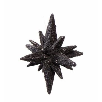 Julstjärna BANDY, 3D med glitter, svart, Ø7,5cm Julstjärna BANDY, 3D med glitter, svart, Ø7,5cm