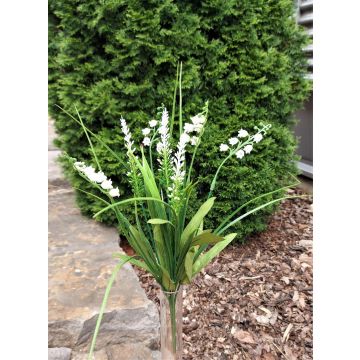 Konstgjord blomsterbukett SIVIKELO, liljekonvalj, lavendel, stödpinne, vit, 40cm Konstgjord blomsterbukett SIVIKELO, liljekonvalj, lavendel, stödpinne, vit, 40cm