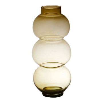 Rund glasvas HERIBETO, återvunnen, orange-brun-klar, 40cm, Ø16cm