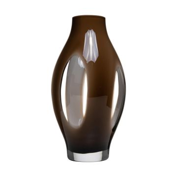 Glasvas PROSPERO med fönster, brun-klar, 30cm, Ø16cm Glasvas PROSPERO med fönster, brun-klar, 30cm, Ø16cm