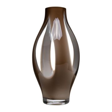 Glasvas PROSPERO med fönster, brun-klar, 40cm, Ø21cm