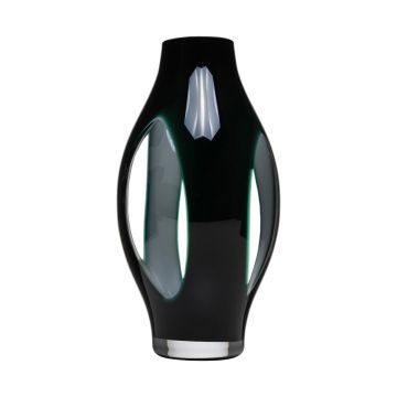 Glasvas PROSPERO med fönster, grön-klar, 30cm, Ø16cm Glasvas PROSPERO med fönster, grön-klar, 30cm, Ø16cm