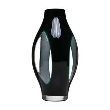 Glasvas PROSPERO med fönster, grön-klar, 40cm, Ø21cm