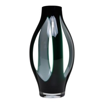 Glasvas PROSPERO med fönster, grön-klar, 50cm, Ø21cm