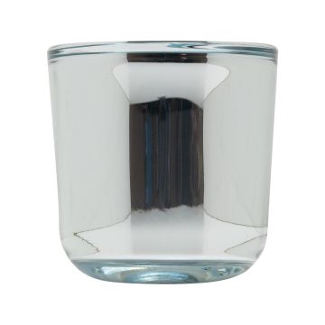 Värmeljushållare NICK av glas, glänsande silver, 7,5cm, Ø7,5cm Värmeljushållare NICK av glas, glänsande silver, 7,5cm, Ø7,5cm
