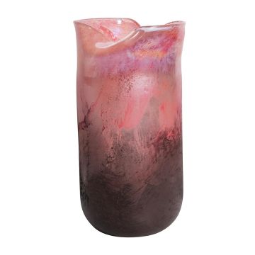 Glasvas PEPA, vikad öppning, flerfärgad rosa-klar, 41,5cm, Ø20cm Glasvas PEPA, vikad öppning, flerfärgad rosa-klar, 41,5cm, Ø20cm