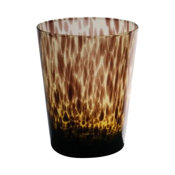 Koniskt te-ljusglas RUSSELL, leopardmönster, brunt-klart, 13cm, Ø9cm Koniskt te-ljusglas RUSSELL, leopardmönster, brunt-klart, 13cm, Ø9cm