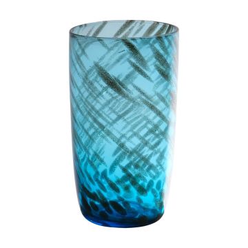 Bordvas MARICAR i glas, med mönster, blå-guld-klar, 14,5cm, Ø8cm Bordvas MARICAR i glas, med mönster, blå-guld-klar, 14,5cm, Ø8cm