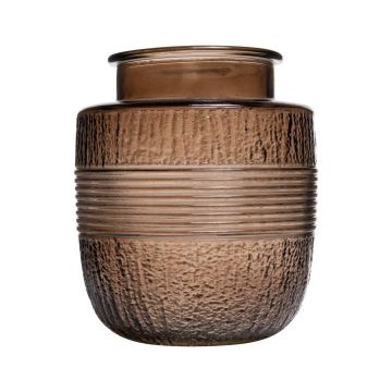 Dekorativ glasvas MARISELA med dekorativ kant, brun-klar, 18cm, Ø15,5cm